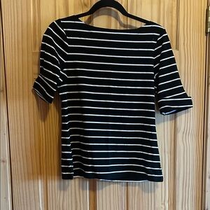 Ralph Lauren Black and White Striped Short Sleeve Top